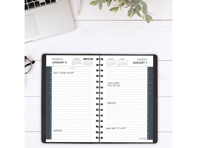 2025 AT-A-GLANCE My Day 5 x 8 Daily Appointment Book, Faux Leather Cover Black (70-207-05-25)
