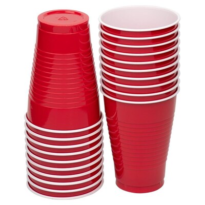 JAM Paper Plastic Party Cups, 12 oz, Red, 20/Pack (2255520700)