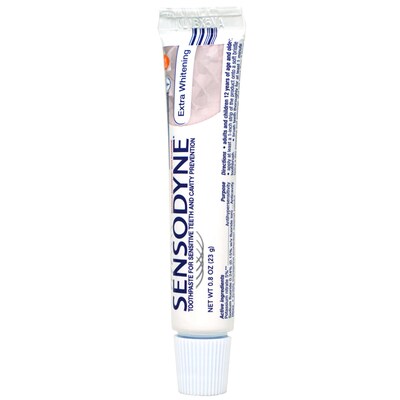 Sensodyne Extra Whitening Toothpaste,  0.8 oz Trial Size Tube, 12 Tubes/Dispensit Box, 12 Dispensit Boxes/Carton