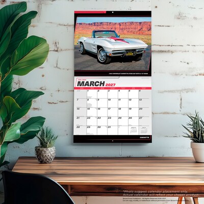 2027 BrownTrout Corvette 14" x 12" Monthly Wall Calendar, Assorted Colors (9798330713165)