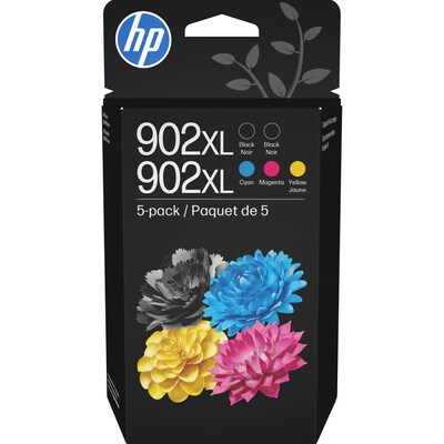 HP 902XL Black/Cyan/Magenta/Yellow High Yield Ink Cartridge, 5/Pack (6ZA01AN#140)