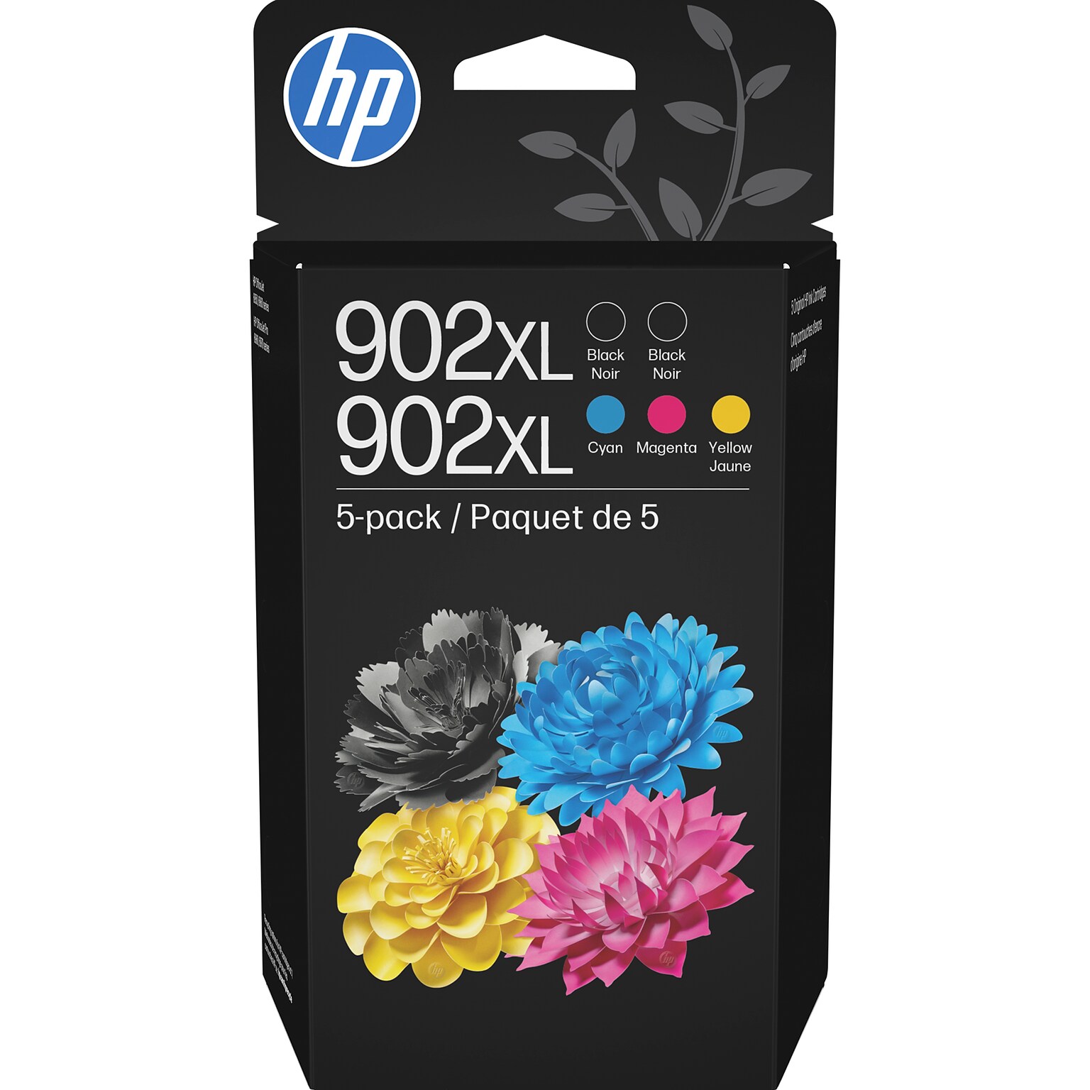 HP 902XL Black/Cyan/Magenta/Yellow High Yield Ink Cartridge, 5/Pack (6ZA01AN#140)
