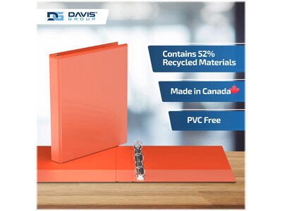 Davis Group Easyview Premium 1" 3-Ring View Binders, Orange, 6/Pack (8411-19-06)