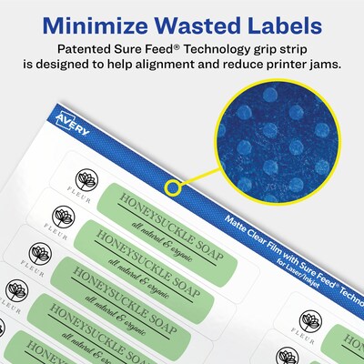 Avery Laser/Inkjet Rectangle Multipurpose Labels, 2/3" x 3-7/16", Clear, 750/Pack (94210)