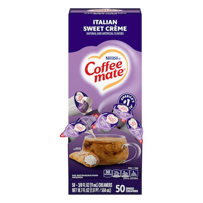 NESTLE COFFEE MATE Coffee Creamer Italian Sweet Crème Flavor, Liquid Creamer Singles, 0.375 fl oz, 50 Count.