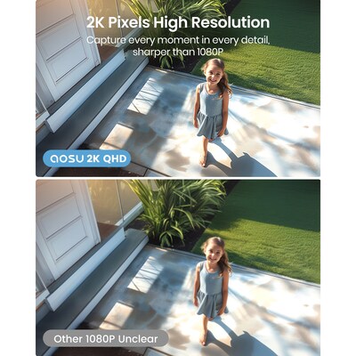 aosu 2K QHD 3.0-MP Wireless Outdoor 2-Camera System with HomeBase Recorder, 4-Channel, White (C6P2AH11)