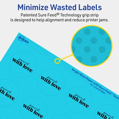 Avery Printable Circle Multipurpose Labels, 1-5/8" Dia., Bright Blue, 400/Pack (94507)