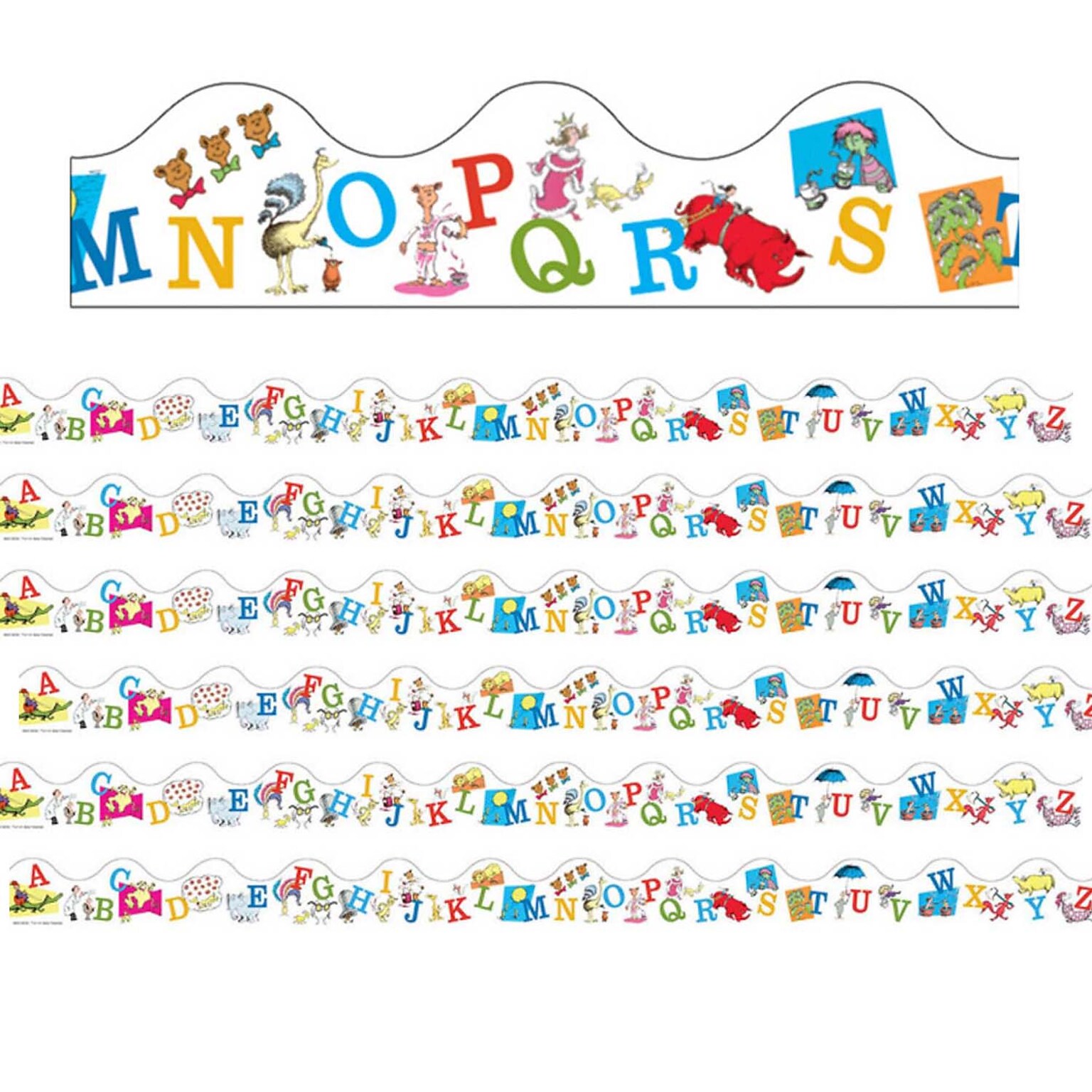 Eureka Dr. Seuss ABC Deco Trim, 37 Feet Per Pack, 6 Packs (EU-845019-6)