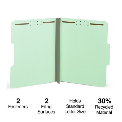 Staples® 60% Recycled Classification Folders, 3 Expansion, Letter Size, Light Green, 25/Box (TR1835