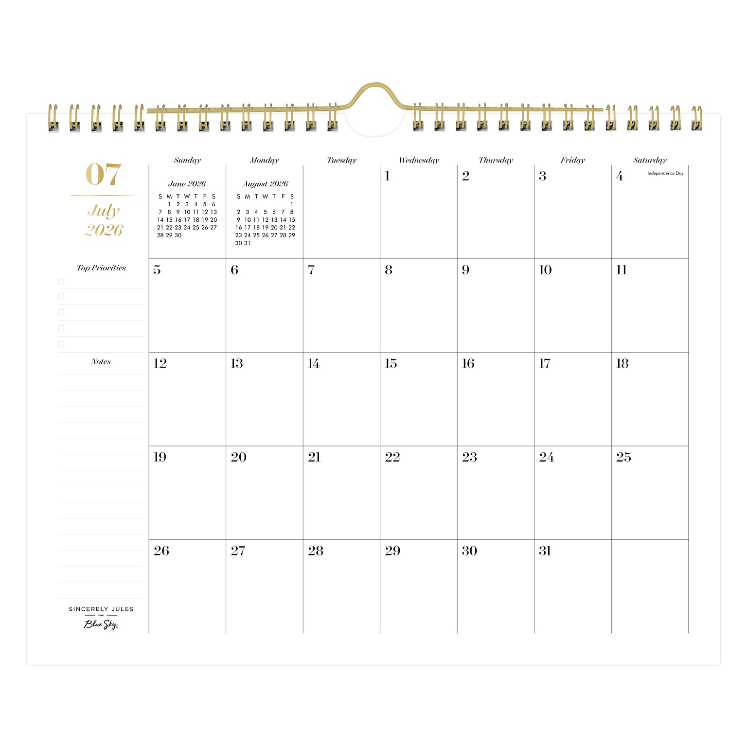 2026-2027 Blue Sky Wirebound Elevated 8.75 x 11 Academic Monthly Wall Calendar, Assorted Colors (159114)