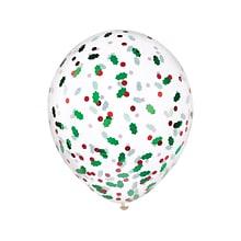 Amscan Holly Berry Confetti-Filled Christmas Balloon, Multicolor, 6/Set, 3 Sets/Pack (111240)