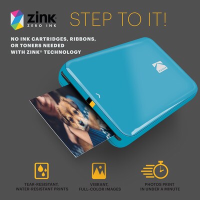 Kodak Step Mobile Zero Ink Instant Photo Printer, Single-Function, Blue (RODMP20AMZBL)