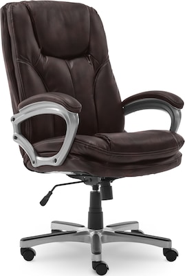 Serta Executive Ergonomic Faux Leather Executive Big & Tall Chair, 350 lb. Capacity, Roasted Chestnu