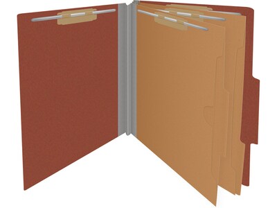 Medical Arts Press Pressboard Classification Folder, 2 Dividers, 2" Expansion, Letter Size, Red, 10/Box (DV-T42-26-3RED-PKT)