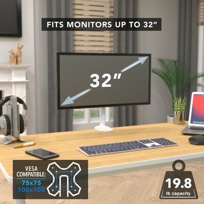 Mount-It! Adjustable Single Monitor Desk Mount, Up to 32" Monitor, White (MI-1706WHT)