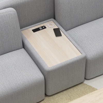 Bush Business Furniture Assemble Side Table with Charging Station, Fog Fabric (ASM120FGF-03)