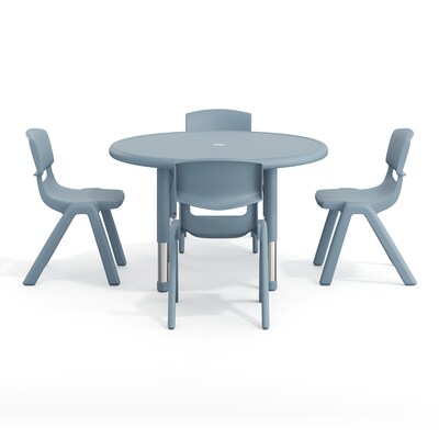 Flash Furniture Emmy 33" Round Activity Table Set, Height Adjustable, Dusty Blue (YCX73RNDTBDTBE)
