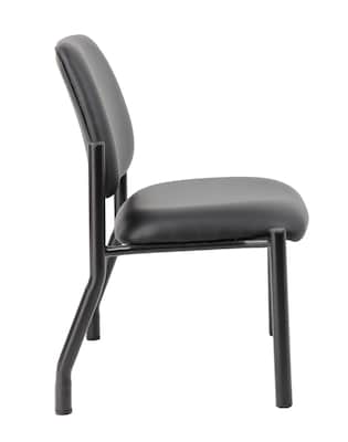 Boss Office Products Bariatric Armless Vinyl Guest Chair, 400 lb. Capacity, Black (B9595AM-BK-400)