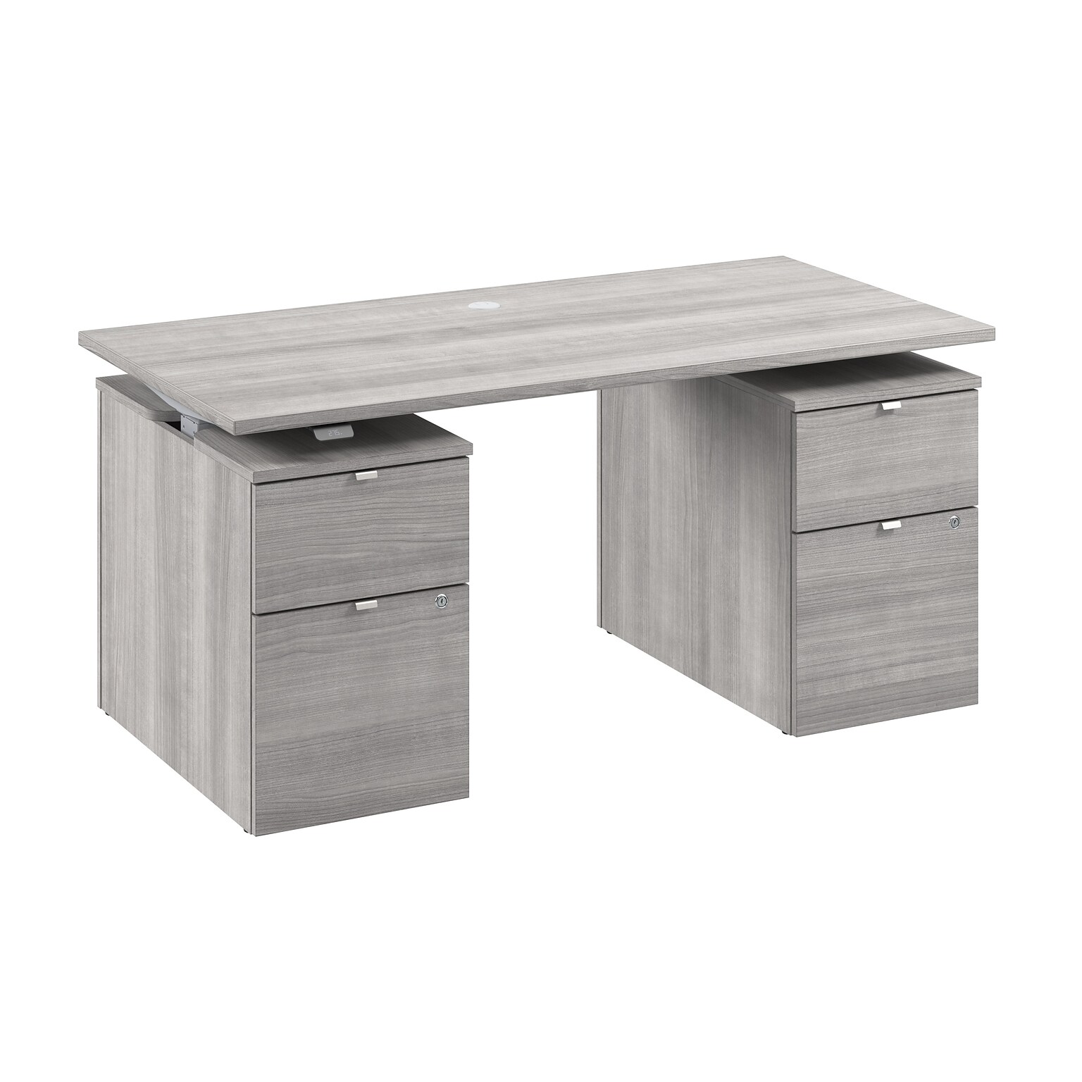 Bush Business Furniture Stratus 60W Electric Rectangular Adjustable Standing Desk with Drawers, Platinum Gray (SUT009PG)