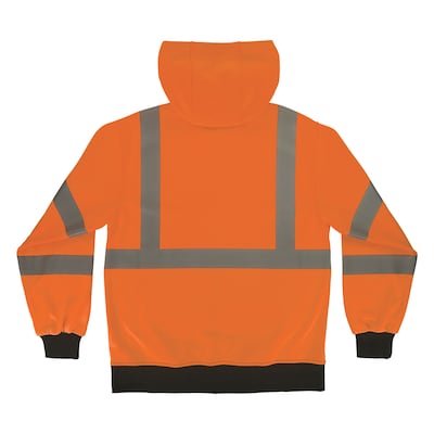 GloWear 8312BK High Visibility Long Sleeve Black Bottom Hooded Zip-Up Sweatshirt, ANSI Type R Class 3, Orange, 5XL (22949)