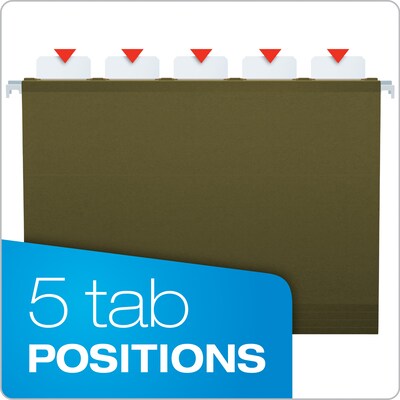 Pendaflex Ready-Tab Premium Reinforced Hanging File Folder, 3-Tab, Letter, Green, 25/Box (42620)