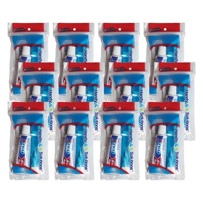 Crest 0.85 oz Toothpaste Tube & Travel Toothbrush Kit, 12 Kits/Bag, 12 Bags/Carton