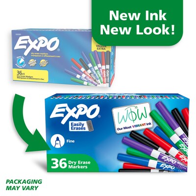 Expo Dry Erase Markers, Fine Tip, Assorted Colors, 36/Pack (2003893)