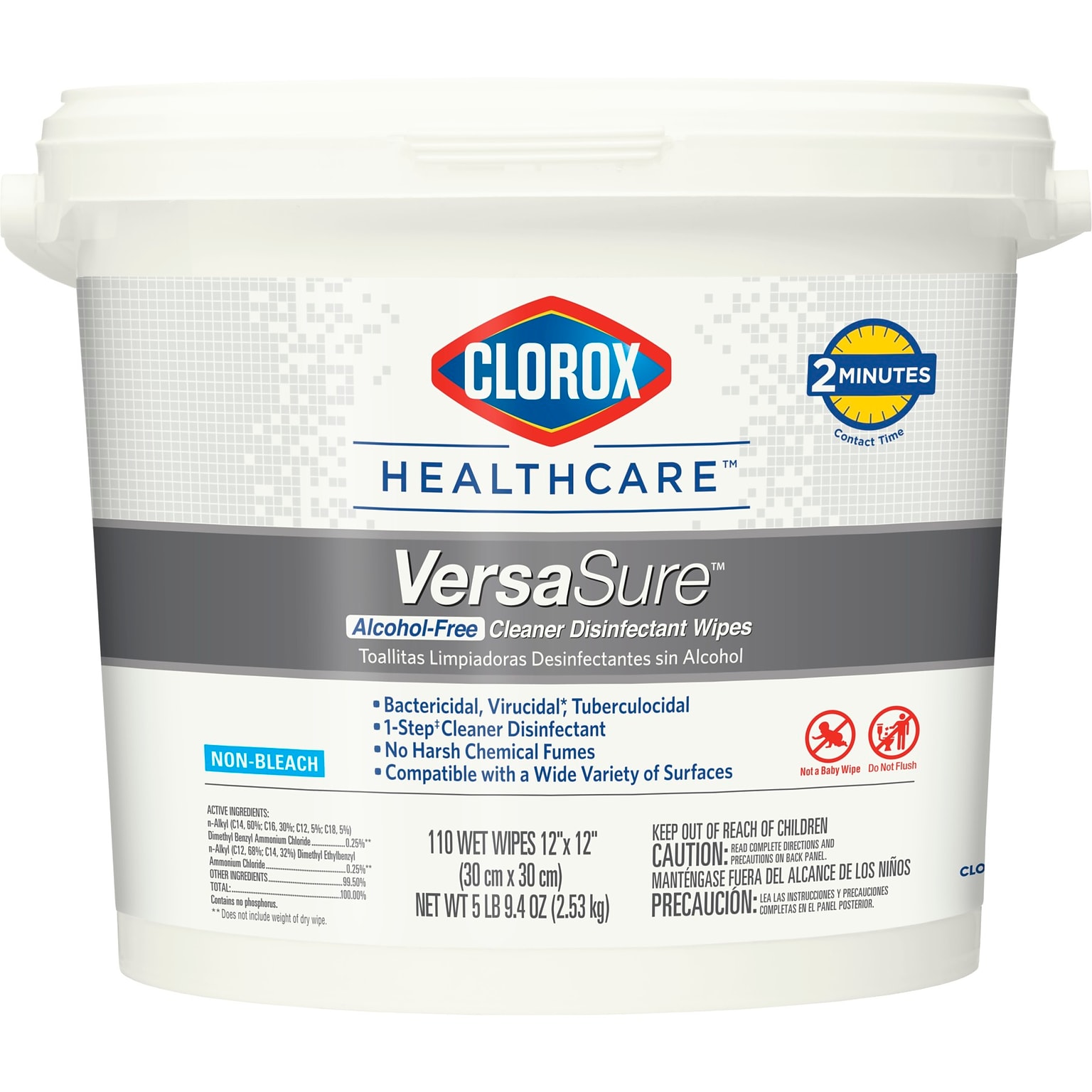 Clorox Healthcare VersaSure Disinfectant Wipes, 110 Wipes/Bucket (31759)