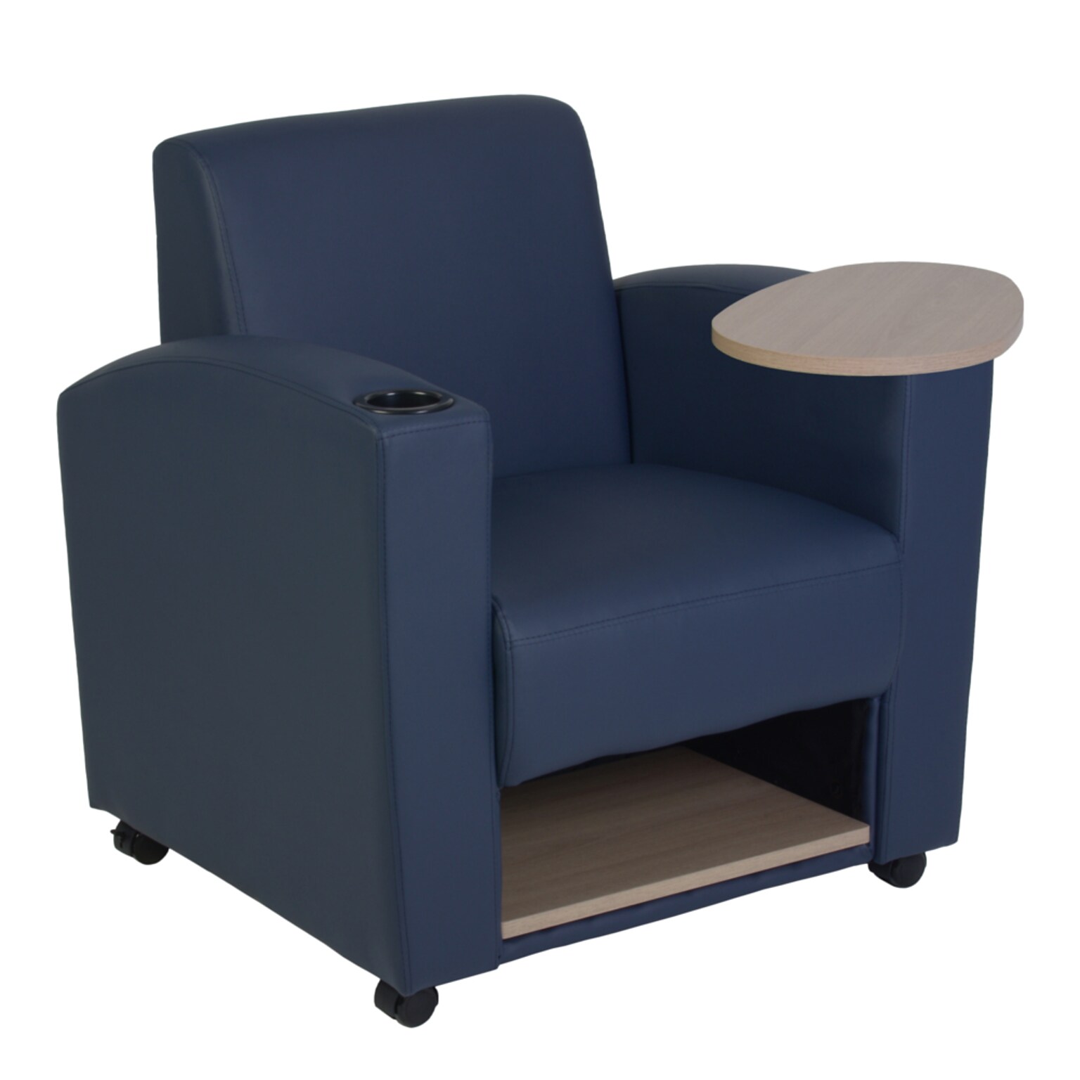 Regency Nova Tablet Arm Chair with Storage, Navy Blue/Noble Oak (7701NOBE)