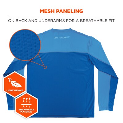 Chill-Its 6689 Long Sleeve Cooling Sun Shirt with UV Protection, Blue, L (12154)