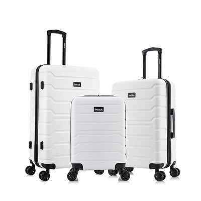 InUSA Trend Plastic 3-Piece Luggage Set, White (IUTRESML-WHI)
