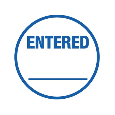 Accu-Stamp ENTERED Round Pre-Inked Stamp,  5/8" Dia., Blue Ink (035656)