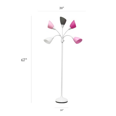 Simple Designs 67" Floor Lamp with Cone Shades (LF2006-WPG)