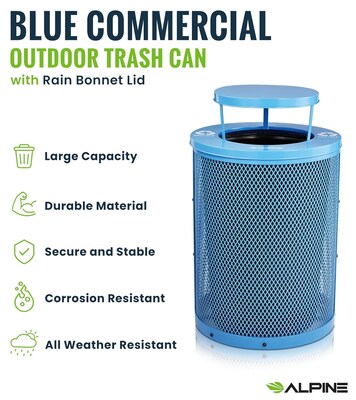 Alpine Industries 4460 Steel Mesh Recycling Bin, 36 Gallon, Blue (ALP4460-01-D)