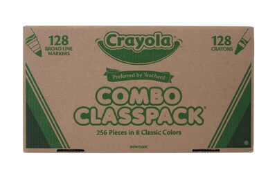 Crayola Combo Classpack Kids' Crayon/Marker Set, Broad, Assorted Colors, 256/Carton (52-3349)