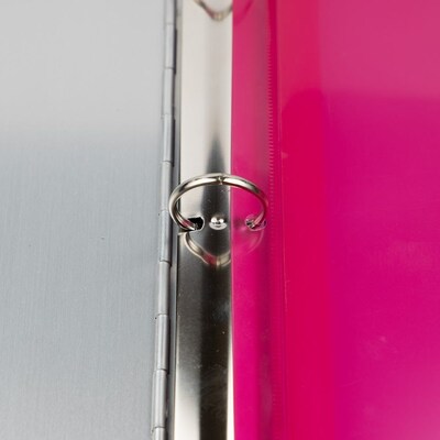 JAM Paper Plastic Binder Pocket, 3-Hole Punched, Pink, 3/Pack (218VB1PIX3)