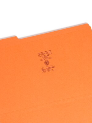 Smead File Folder, Reinforced 1/3-Cut Tab, Legal Size, Orange, 100/Box (17534)