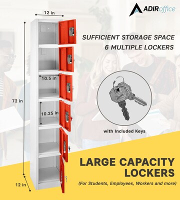 AdirOffice 72'' 6-Tier Red Storage Locker, 4/Pack (629-206-RED-4PK)