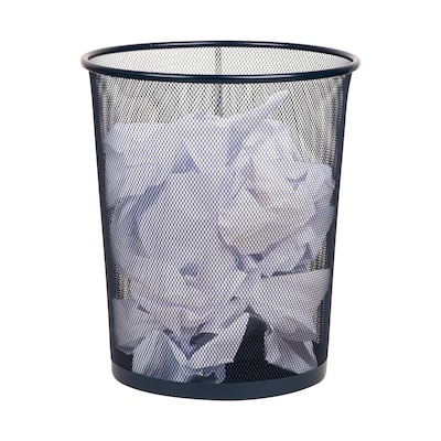 Staples Metal Mesh Trash Can, 4.4 Gallon, Navy Blue (ST63856)