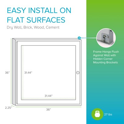 Ghent 3' H x 3' W Enclosed Recycled Rubber Bulletin Board with Satin Frame, 1 Door, Confetti (PA13636TR-CF)