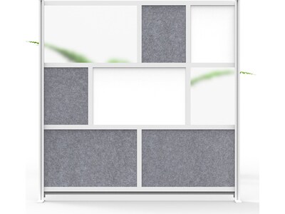 Luxor Workflow Series 8-Panel Freestanding Modular Room Divider System Starter Wall with Whiteboard, 70"H x 70"W, Gray/Silver