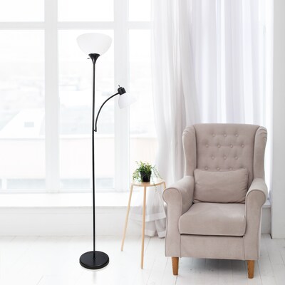 Simple Designs 71.50" LED Floor Lamp with Reading Light, Black (LF2000-BLK)