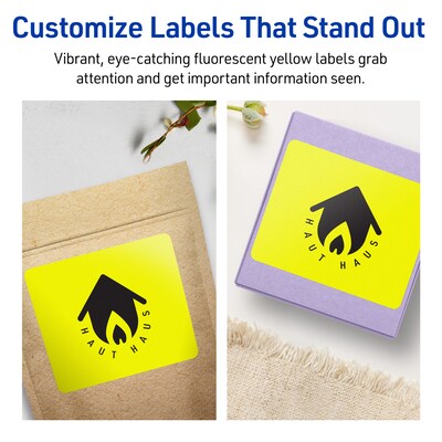 Avery Laser/Inkjet Rectangle Multipurpose Labels, 4.75" x 3.75", Neon Yellow, 40/Pack (94254)