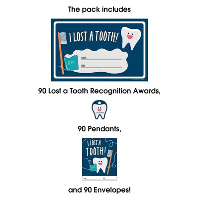 Barker Creek Lost a Tooth Awards & Envelopes, 8.5 x 5.5", Multicolored, 180/Set (4444)