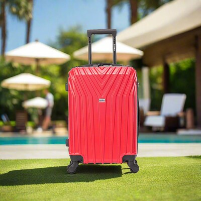 InUSA Vasty 22.44" Hardside Suitcase, 4-Wheeled Spinner, TSA Checkpoint Friendly, Red (IUVAS00S-RED)