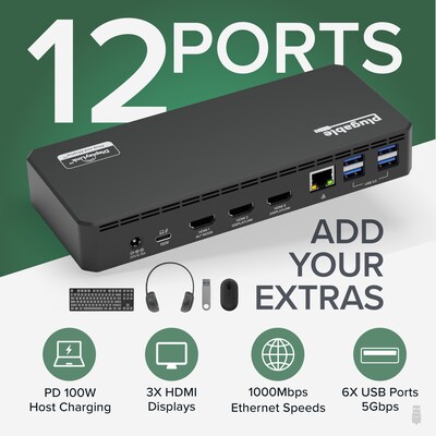 Plugable USB-C Triple HDMI Display Docking Station  (UD-3900PDZ)