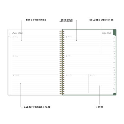 2026-2027 Blue Sky Pappagallo 8 x 11 Academic Year Weekly & Monthly Planner, Plastic Cover, Green (161658)