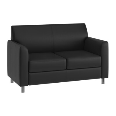Flash Furniture Hercules Diplomat LeatherSoft Loveseat, Black/Chrome Legs (BT8272BKCHR)