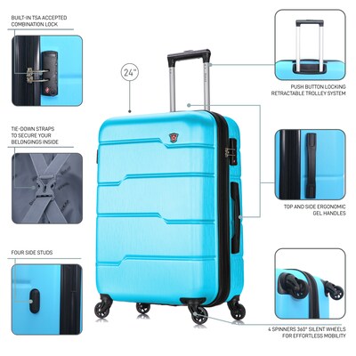 DUKAP Rodez 24" Hardside Suitcase, 4-Wheeled Spinner, TSA Checkpoint Friendly, Light Blue (DKROD00M-LBL)