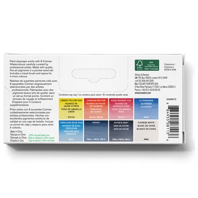 Winsor and Newton Cotman Watercolor Paint Palette, Assorted Colors, 9 Pieces/Set (WNX0390672)